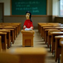 Masada Oturan Bayan Figürü - Kırmızı - Teraryum malzemesi