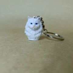 British Long Hair Büst - Anahtarlık-Beyaz