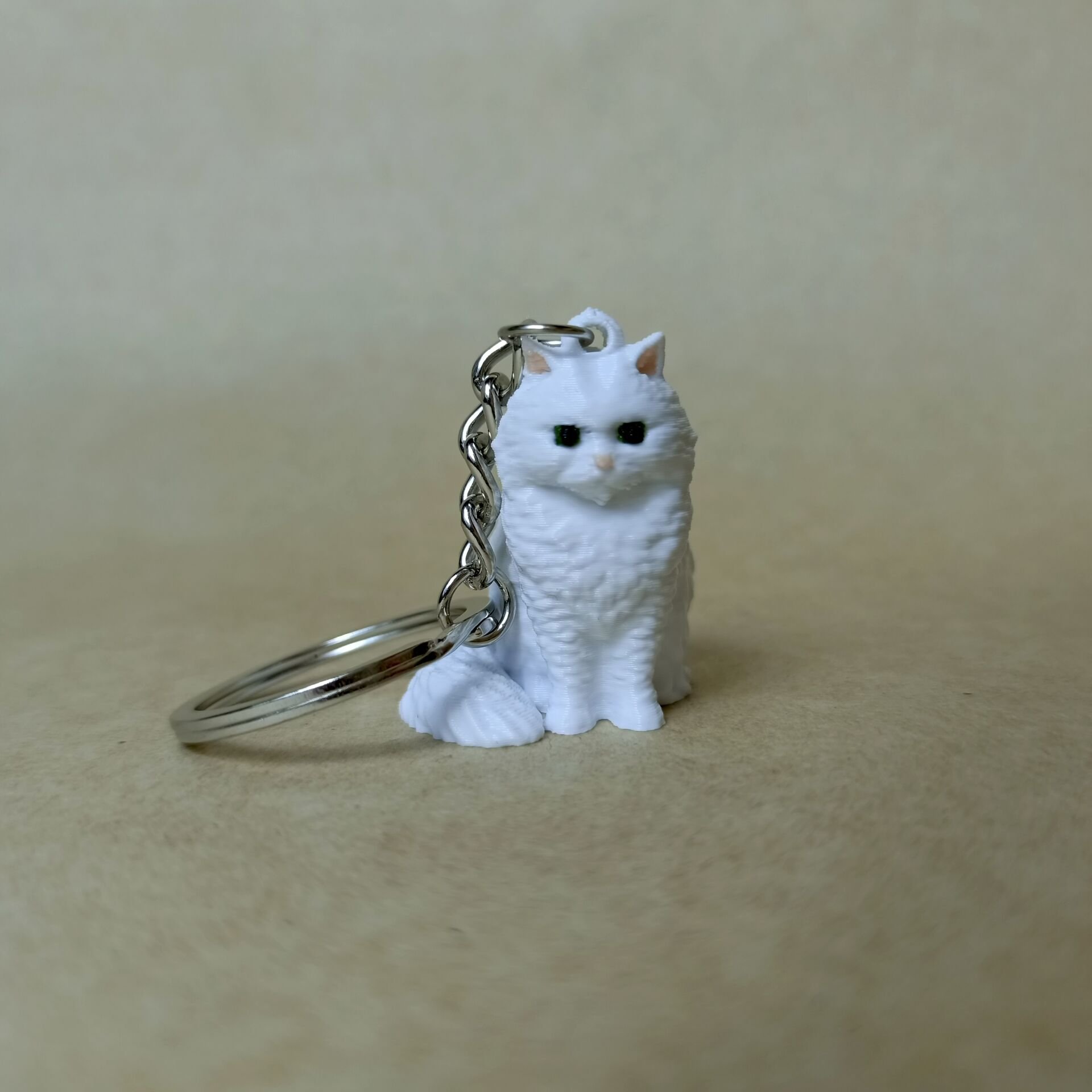 Persian Oturan Kedi- Beyaz - Anahtarlık