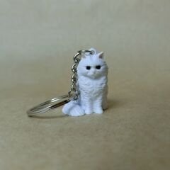 Persian Oturan Kedi- Beyaz - Anahtarlık