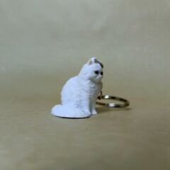 Persian Oturan Kedi- Beyaz - Anahtarlık