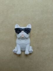 Gözlüklü - Beyaz Bulldog  Magnet