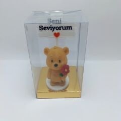 Çiçekli ayıcık - Seni Seviyorum - Beyaz tabela