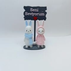 Tavşan çift - Seni Seviyorum - Gri