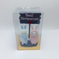 Tavşan çift - Seni Seviyorum - Gri
