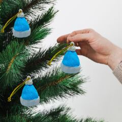 Bere-Mavi-Beyaz-Çam Ağacı Süsü 3lü