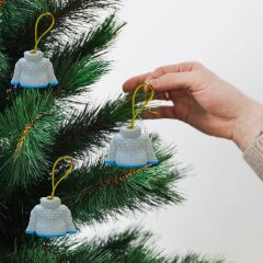 Kazak -Mavi-Beyaz -  Çam Ağacı Süsü 3lü