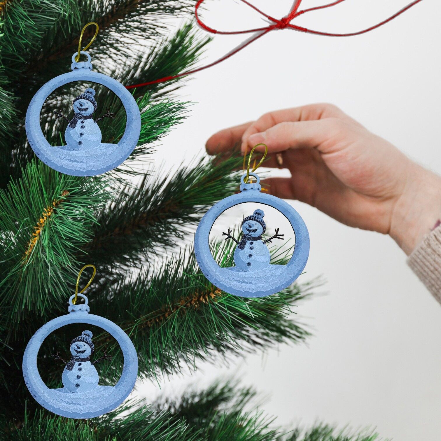 Kürede Kardan Adam  -  Çam Ağacı Süsü 3 lü