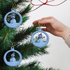 Kürede Kardan Adam  -  Çam Ağacı Süsü 3 lü