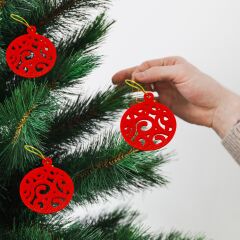 Yılbaşı Topu Desenli  -  Çam Ağacı Süsü 3 lu