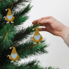 Gnom Noel Cücesi-Krem- Çam Ağacı Süsü 3lü