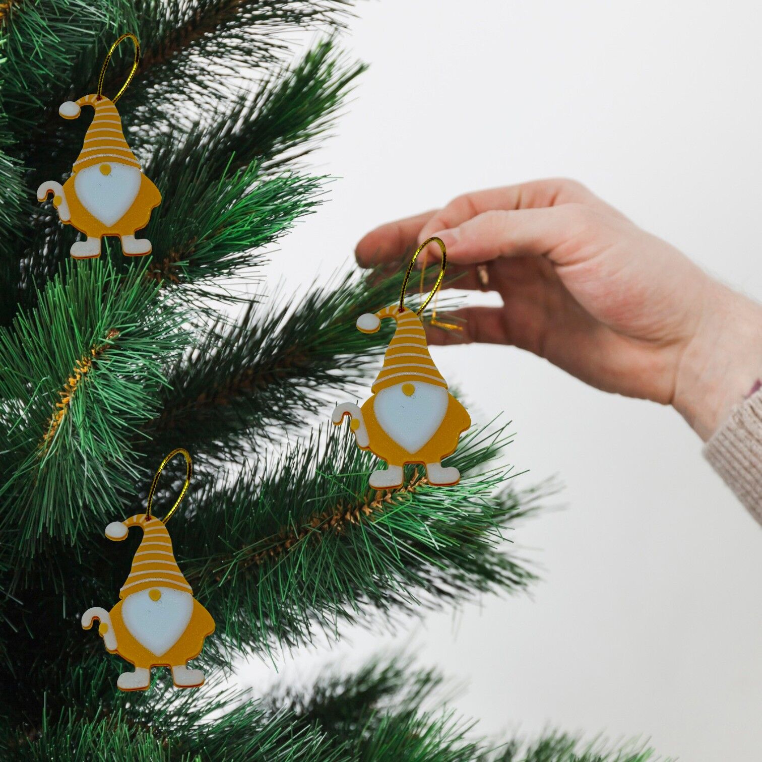 Gnom Noel Cücesi-Krem- Çam Ağacı Süsü 3lü