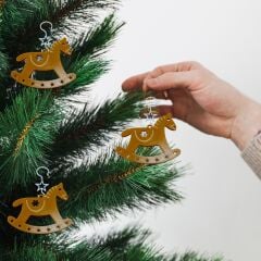 Sallanan At-Kahve-Çam Ağacı Süsü 3lü