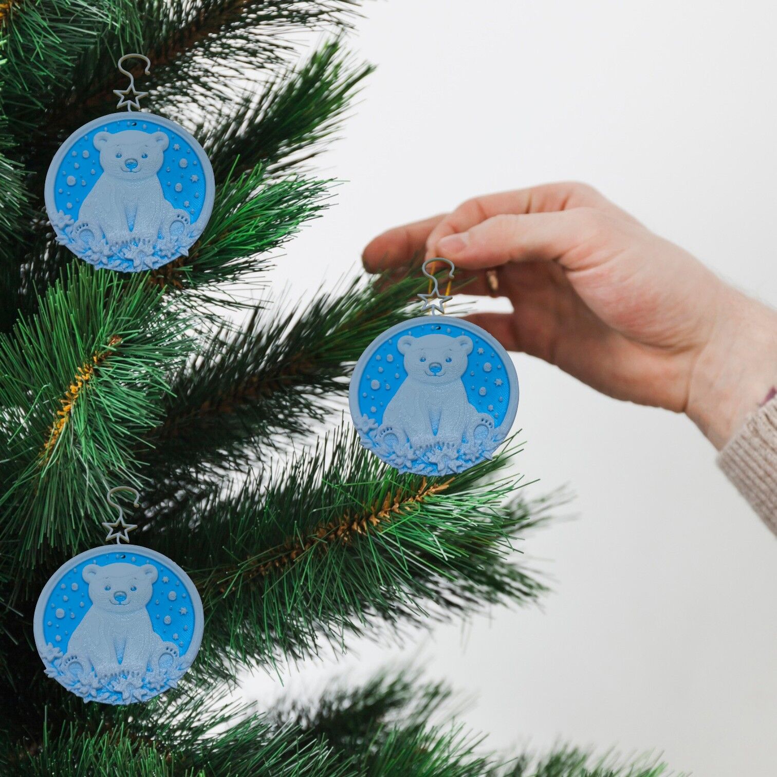 Noel Kutup Ayısı-Mavi-Çam Ağacı Süsü 3lü