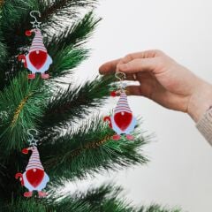 Gnom Noel Cücesi-Beyaz-Çam Ağacı Süsü 3lü