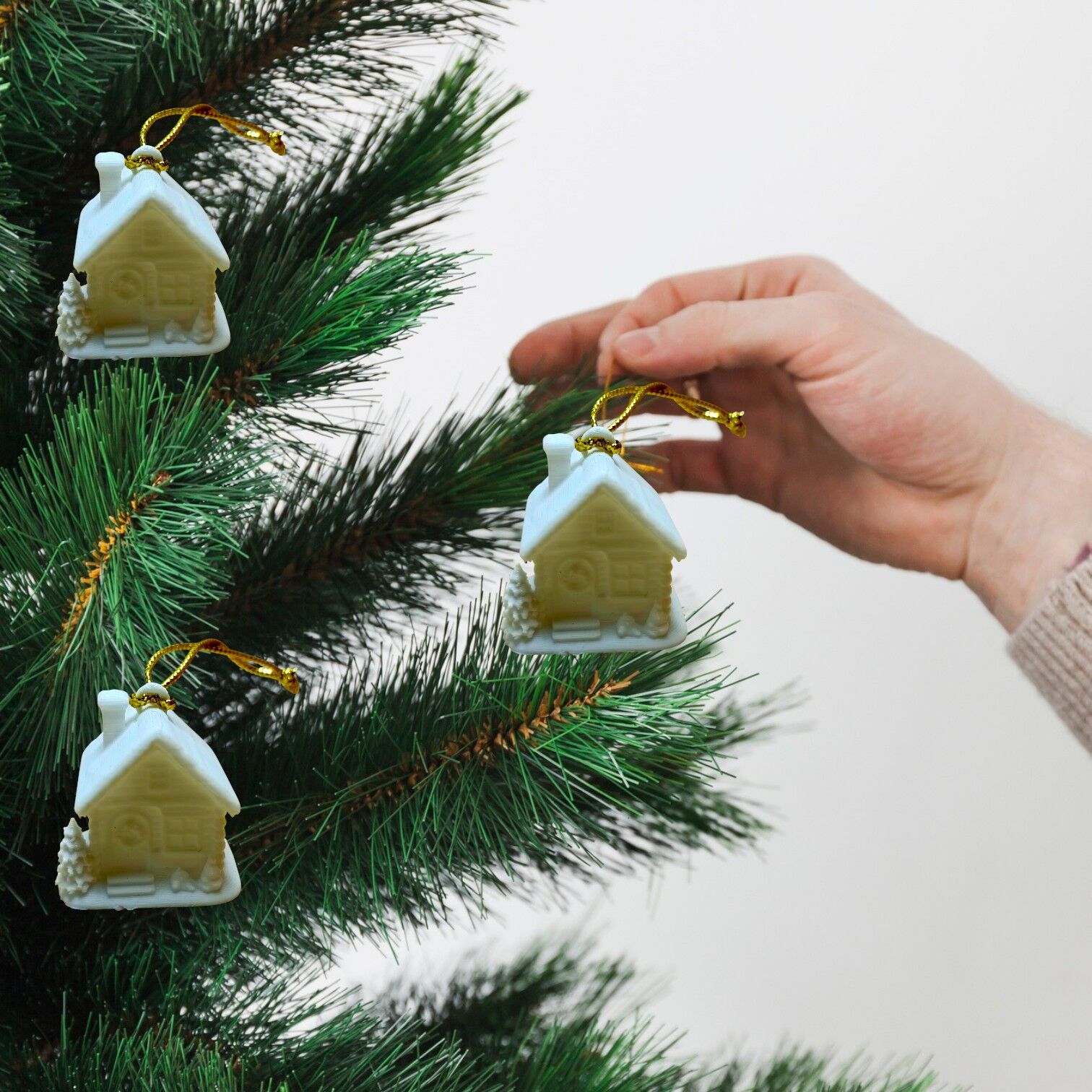 Noel Ev Çam Ağaçlı-Çam Ağacı Süsü 3lü