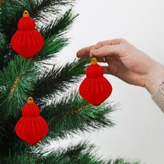 Helezon Kırmızı-Çam Ağacı Süsü 3lü