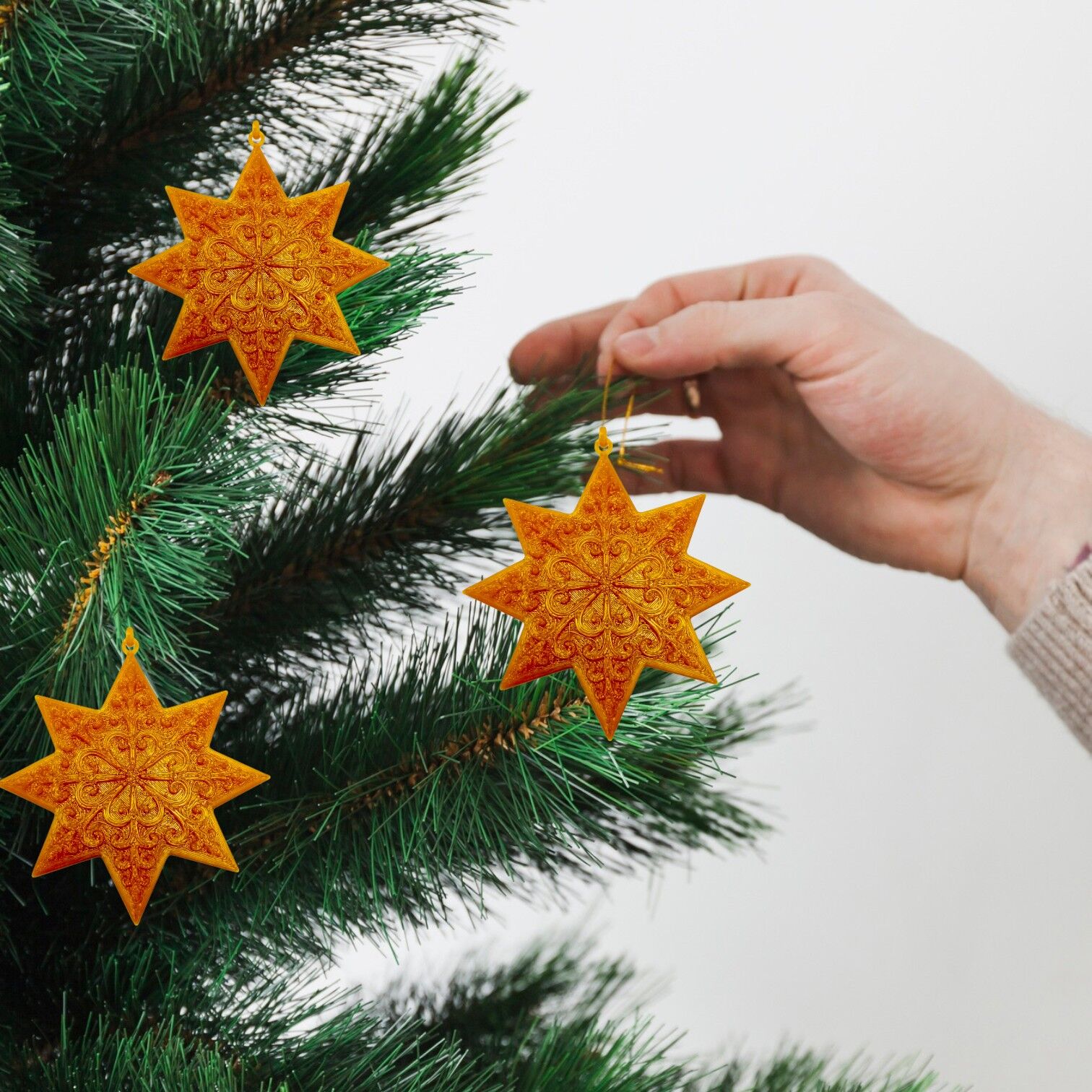 Gold Kutup Yıldızı -Çam Ağacı Süsü 3lü