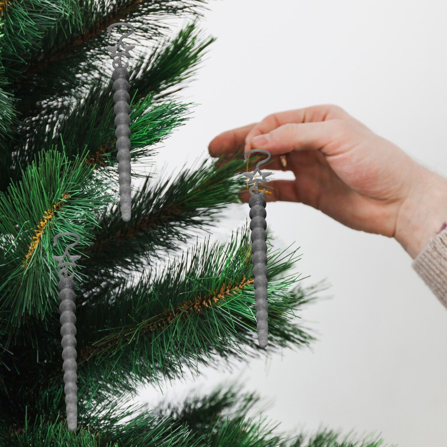 Gümüş Sarkıt  -Çam Ağacı Süsü 3lü