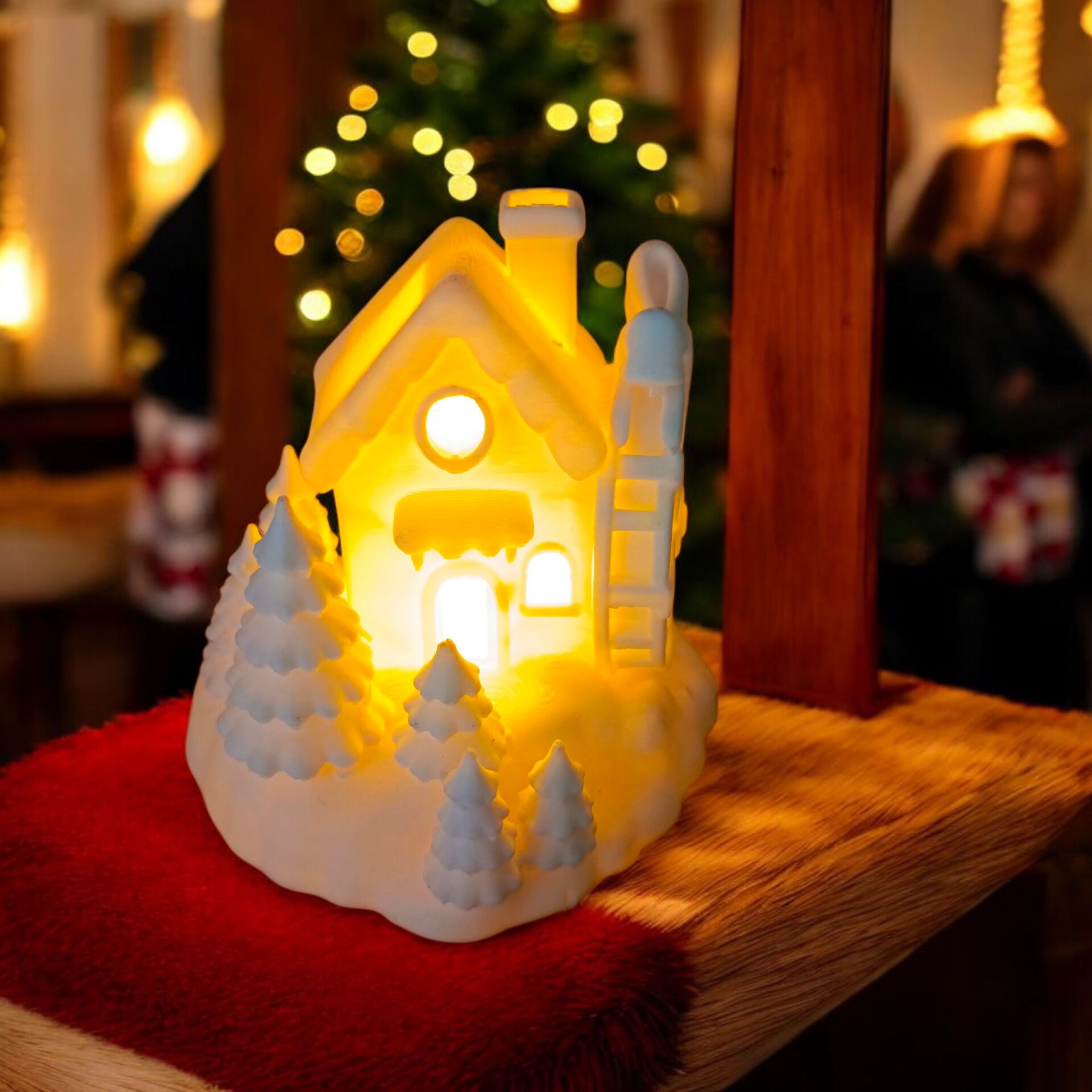 Değirmenli Noel Evi-Işıklı-Yılbaşı Dekoru