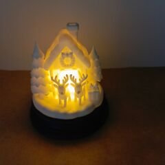 Ren Geyikli Noel Ev-Işıklı-Yılbaşı Dekoru