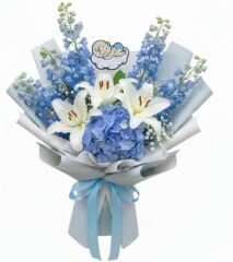 Bulutta Erkek Bebek -  Işıklı Buket Süsü