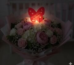 Kelebek -  Işıklı Buket Süsü