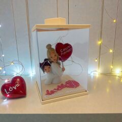 Işıklı Anne Kız -Canım Annem Yazılı Balonlu Biblo (Kutulu)