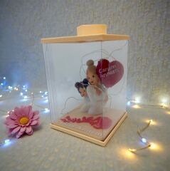 Işıklı Anne Kız -Canım Annem Yazılı Balonlu Biblo (Kutulu)