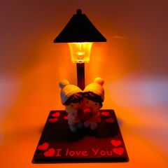 Lambalı Kalp Tutan Bıdık çift Biblo (Kutulu)