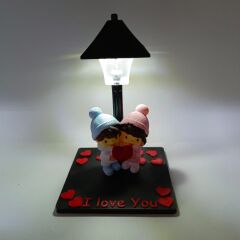 Lambalı Kalp Tutan Bıdık çift Biblo (Kutulu)