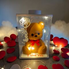 Işıklı I Love You Ayıcık Biblo (Kutulu)-(S.KAHVE)