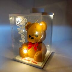 Işıklı I Love You Ayıcık Biblo (Kutulu)-(S.KAHVE)