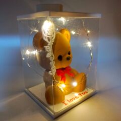 Işıklı I Love You Ayıcık Biblo (Kutulu)-(S.KAHVE)