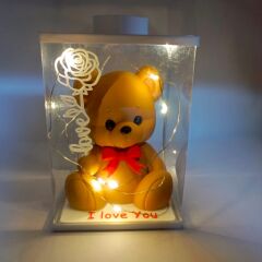 Işıklı I Love You Ayıcık Biblo (Kutulu)-(S.KAHVE)