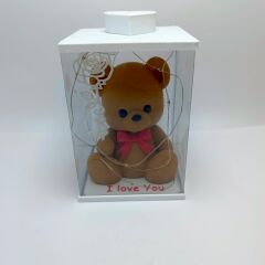 Işıklı I Love You Ayıcık Biblo (Kutulu)-(S.KAHVE)