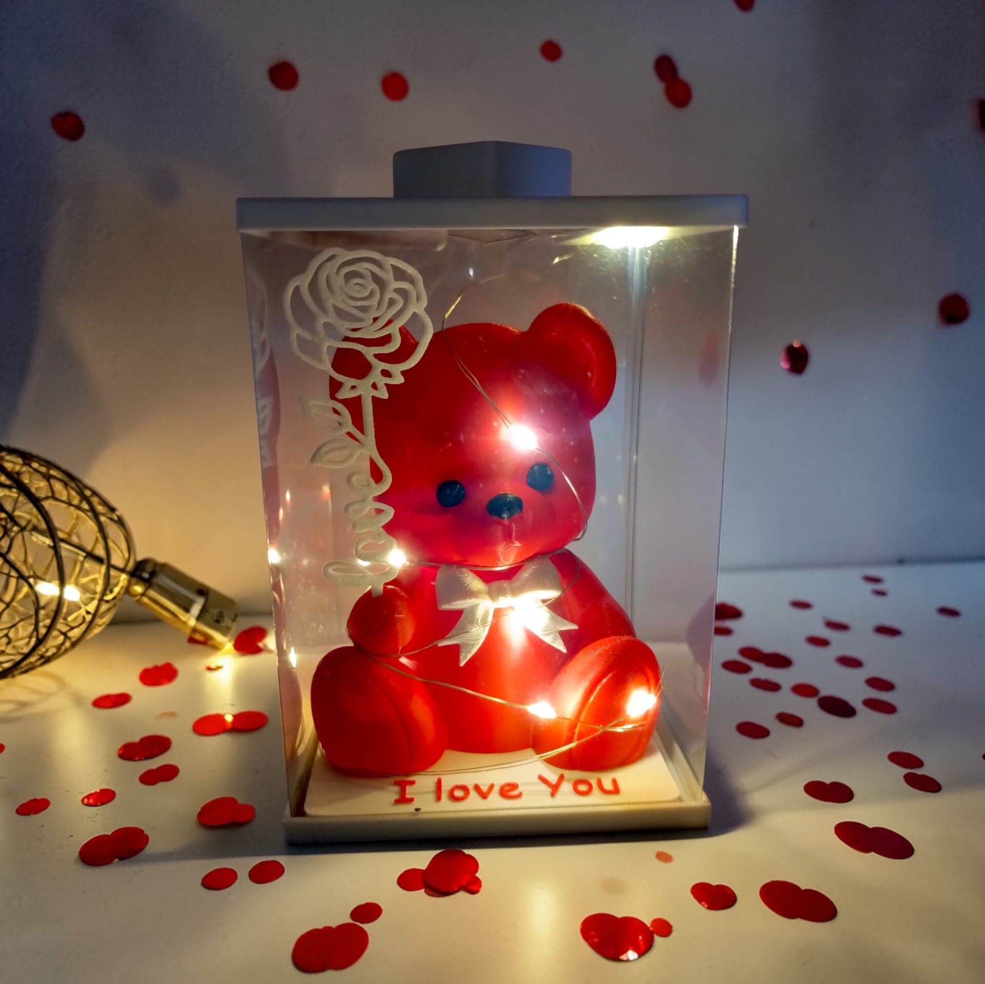 Işıklı I Love You Ayıcık Biblo (Kutulu)-(Kırmızı)