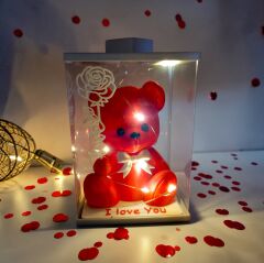 Işıklı I Love You Ayıcık Biblo (Kutulu)-(Kırmızı)