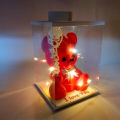 Işıklı I Love You Ayıcık Biblo (Kutulu)-(Kırmızı)