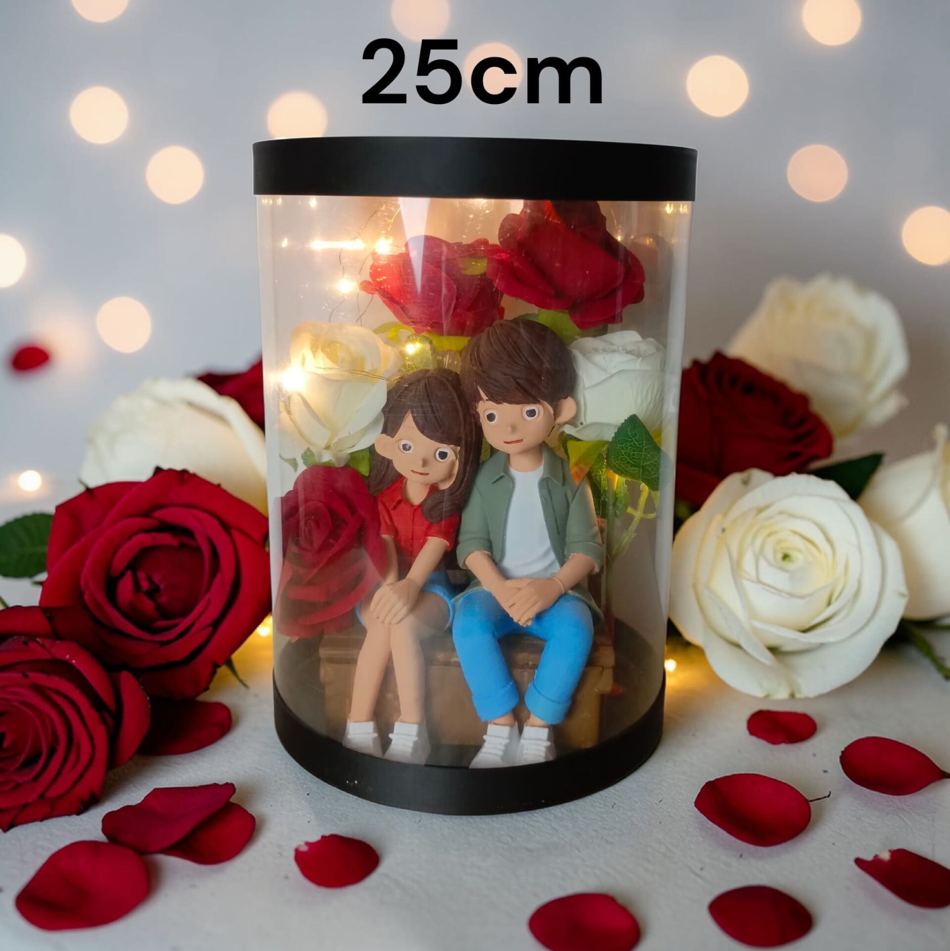 Seni Seviyorum Yazılı -Işıklı -Biblolu Kutu Güller