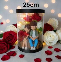 Seni Seviyorum Yazılı -Işıklı -Biblolu Kutu Güller