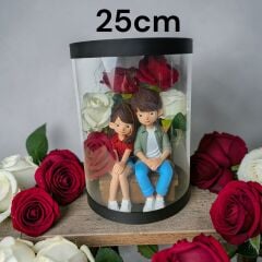 Seni Seviyorum Yazılı -Işıklı -Biblolu Kutu Güller