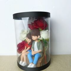 Seni Seviyorum Yazılı -Işıklı -Biblolu Kutu Güller