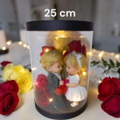 Sevgili Biblolu-Işıklı-Kutulu Güller 25cm