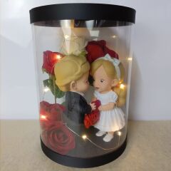 Sevgili Biblolu-Işıklı-Kutulu Güller 25cm