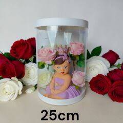 Hoşgeldin Prenses-Işıklı -Taçlı Kız Bebek Kutulu Güller Yenidoğan Bebek Hediyesi