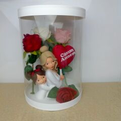 Işıklı Canım Annem Kutu Güller 25cm-Anneler Günü Hediyesi(Anne Kız)