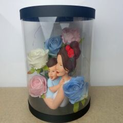 Işıklı Canım Annem Kutu Güller 25cm-Anneler Günü Hediyesi(Anne Oğul)