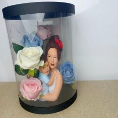 Işıklı Canım Annem Kutu Güller 25cm-Anneler Günü Hediyesi(Anne Oğul)