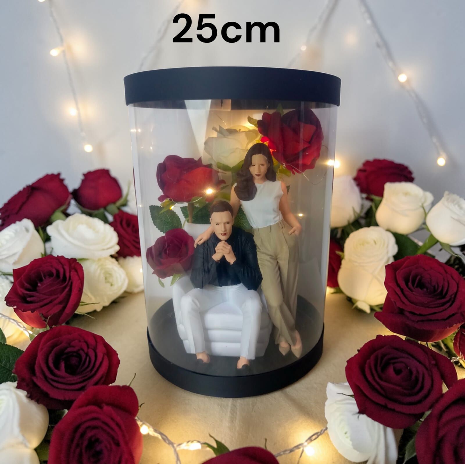 Daima Yanındayım-Biblolu Işıklı Kutu Güller 25cm